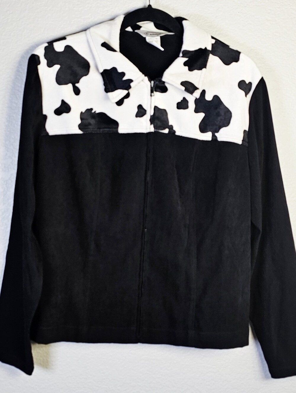 Stonebridge Y2K Cow Print Faux Suede Zip Jacket Size 14 Western